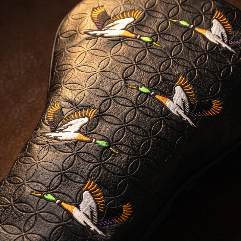 Birdie Mallard Black Golf Driver Headcover Closeup - HeadCaddy