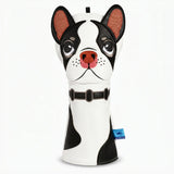 Boston Terrier Driver Golf White Headcover Front View - HeadCaddy