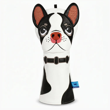 Boston Terrier Driver Golf White Headcover Front View - HeadCaddy