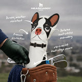 Boston Terrier Driver White Golf Headcover Features - HeadCaddy 