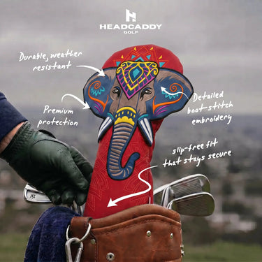 Crimson Elephant Driver Red Golf Headcover Features - HeadCaddy