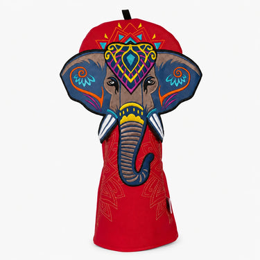 Crimson Elephant Driver Red Golf Headcover Front View - HeadCaddy