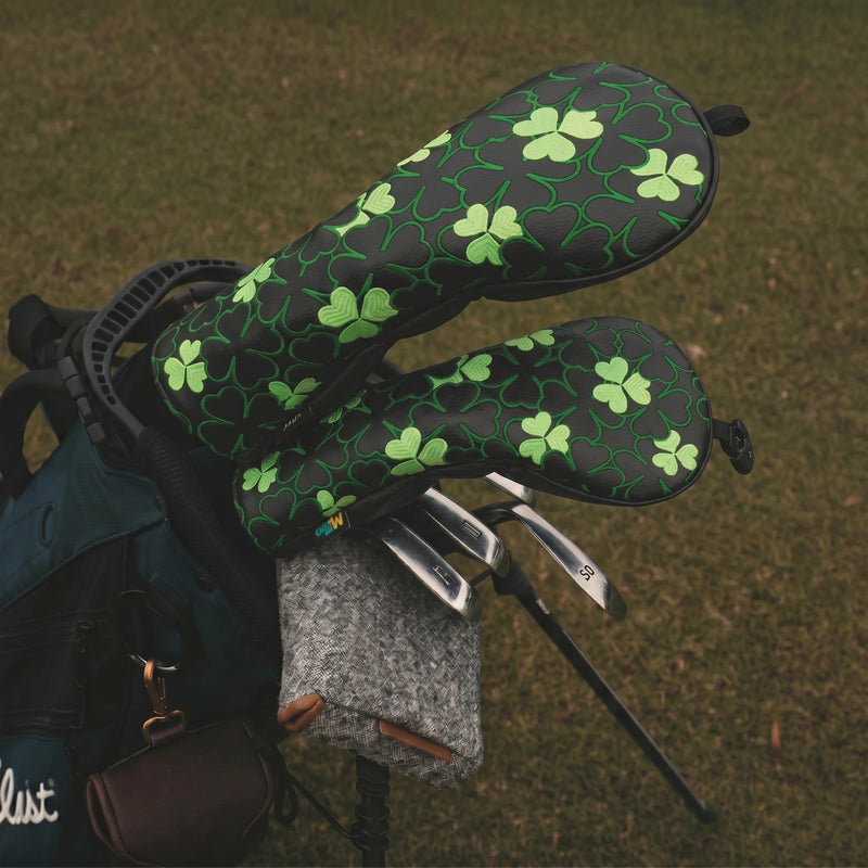 Emerald Clover Black Golf Headcover Driver and Fairway - HeadCaddy