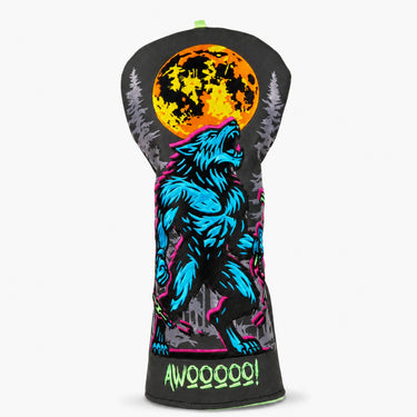 Night Howler Driver Black Golf Headcover Front View - HeadCaddy