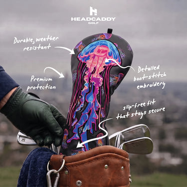 Ocean Drift Jellyfish Black Golf Headcover Driver Features - HeadCaddy