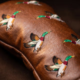 Premium Birdie Flight Cognac Brown Golf Headcover Driver Close up - HeadCaddy