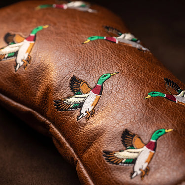 Premium Birdie Flight Cognac Brown Golf Headcover Driver Close up - HeadCaddy