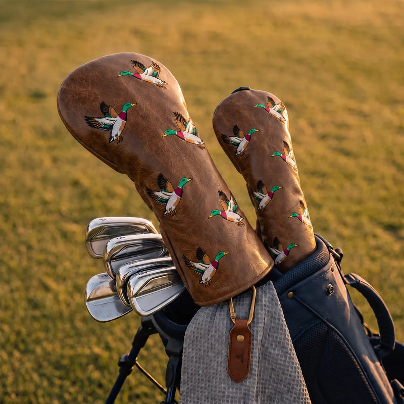 Premium Birdie Flight Cognac Brown Golf Headcover Driver Hybrid - HeadCaddy