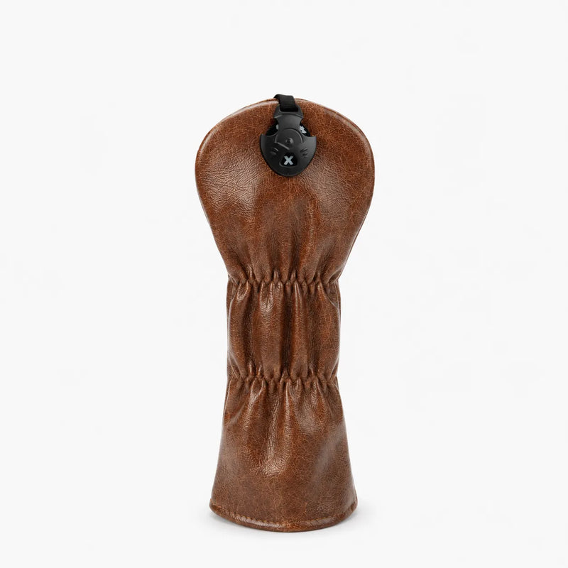 Premium Birdie Flight Cognac Brown Golf Headcover Hybrid Back - HeadCaddy