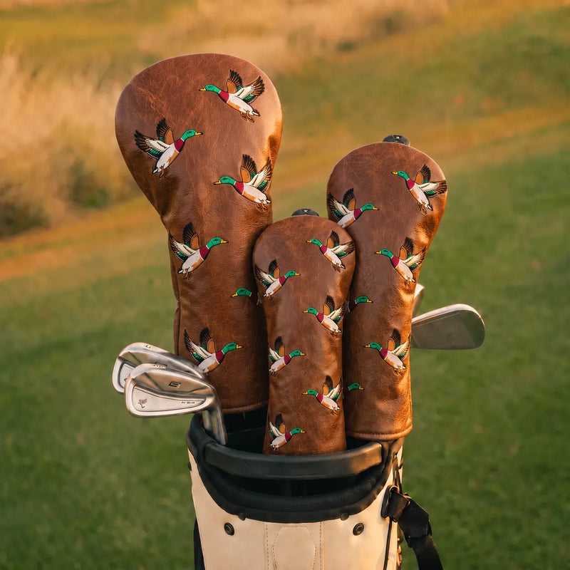 Premium Birdie Flight Cognac Brown Golf Headcover Set - HeadCaddy