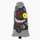 Premium Mad Teddy Blade Gray Putter Headcover Front Top View - HeadCaddy