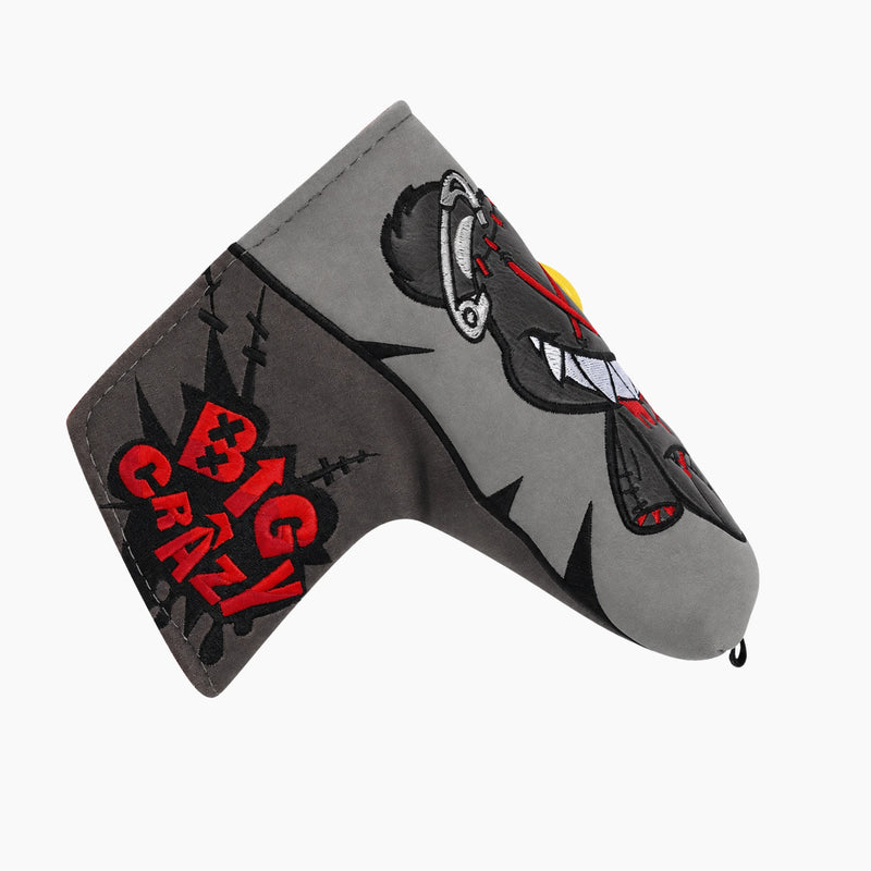 Premium Mad Teddy Blade Gray Putter Headcover Side View - HeadCaddy