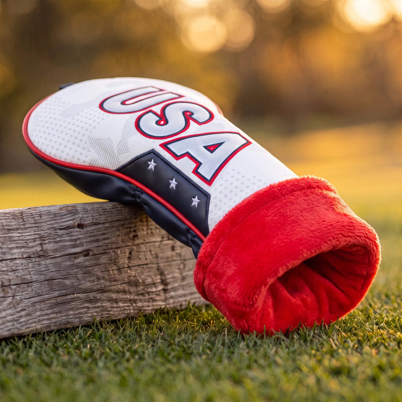 Premium Old Glory Camo White Golf Driver Red Plushed in - HeadCaddy