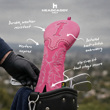 Premium Pink Cowboy Golf Headcover Driver in golf bag highlighting durable, western-inspired design and secure fit  - HeadCaddy