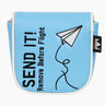 Send It Remove Before Flight mallet putter cover straight front view with paper airplane graphic - HeadCaddy