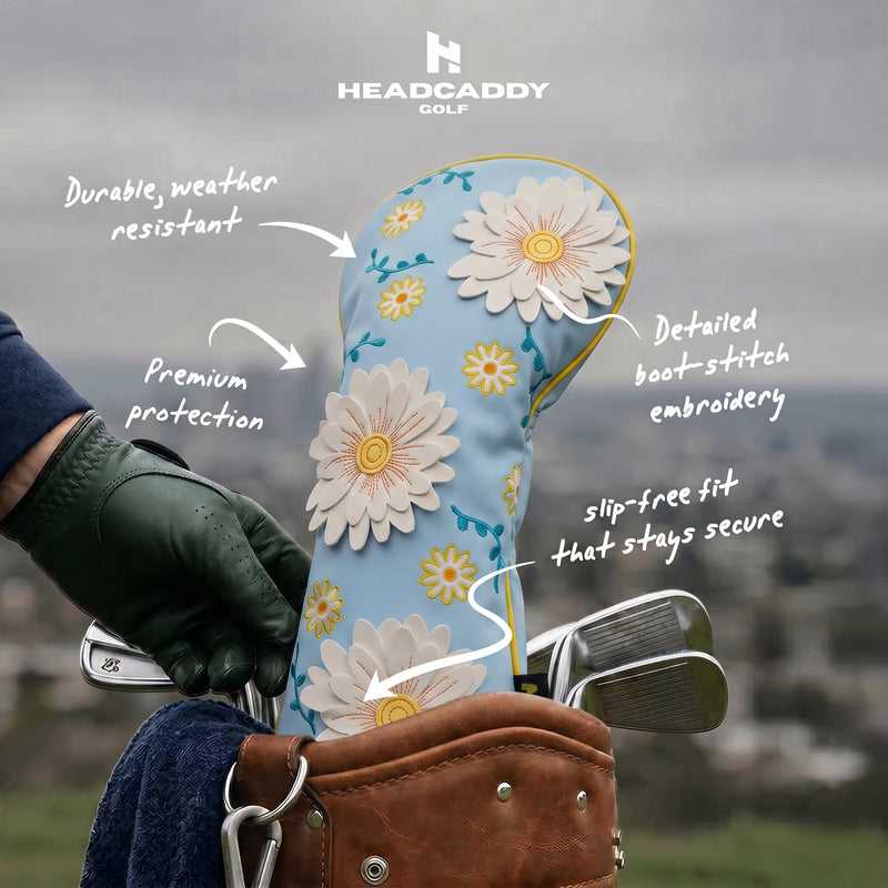 Sky Daisy Driver Golf Sky Blue Headcover Features - HeadCaddy