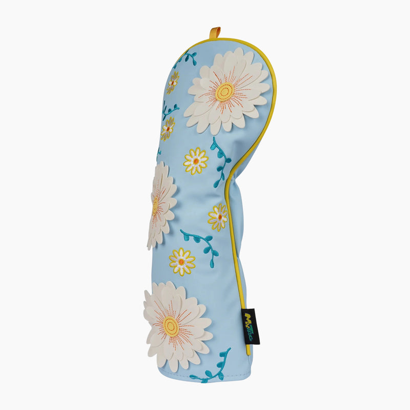 Sky Daisy Driver Golf Sky Blue Headcover Front Side View - HeadCaddy