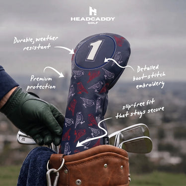 Woodland Bird Dark Blue Golf Headcover Dark Blue Driver Features - HeadCaddy