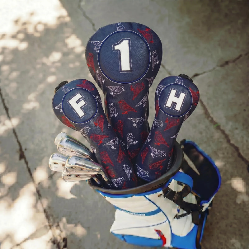 Woodland Bird Dark Blue Golf Headcover Set - HeadCaddy